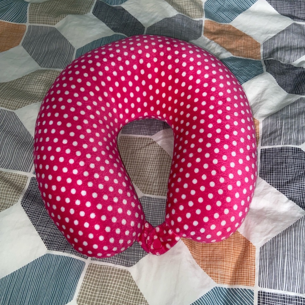 Pink polka dot neck pillow
